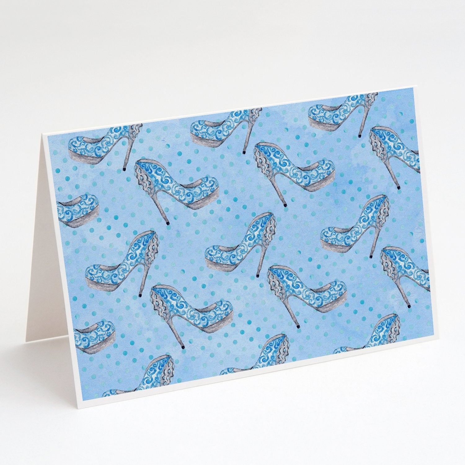 Watercolor Cinderella Shoe in Blue Greeting Cards Pack of 8 Blank Cards with Envelopes Whimsical A7 Size 5x7