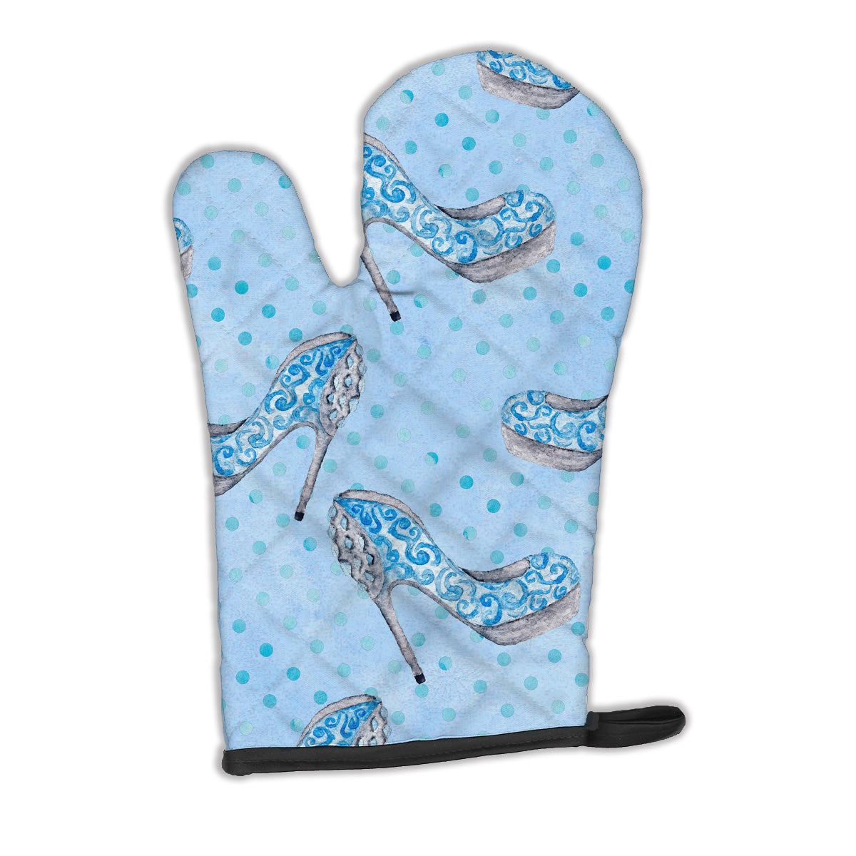 Watercolor Cinderella Shoe in Blue Oven Mitt Heat Resistant Thick Oven Mitt for Hot Pans and Oven, Kitchen Mitt Protect Hands, Cooking Baking Glove