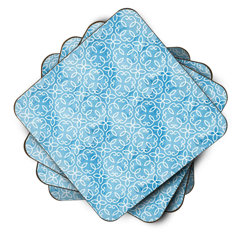 Watercolor Geometric Cirlce on Blue Foam Coasters Set of 4 Cup Coasters for Indoor Outdoor, Tabletop Protection, Anti Slip, Mouse pad Material