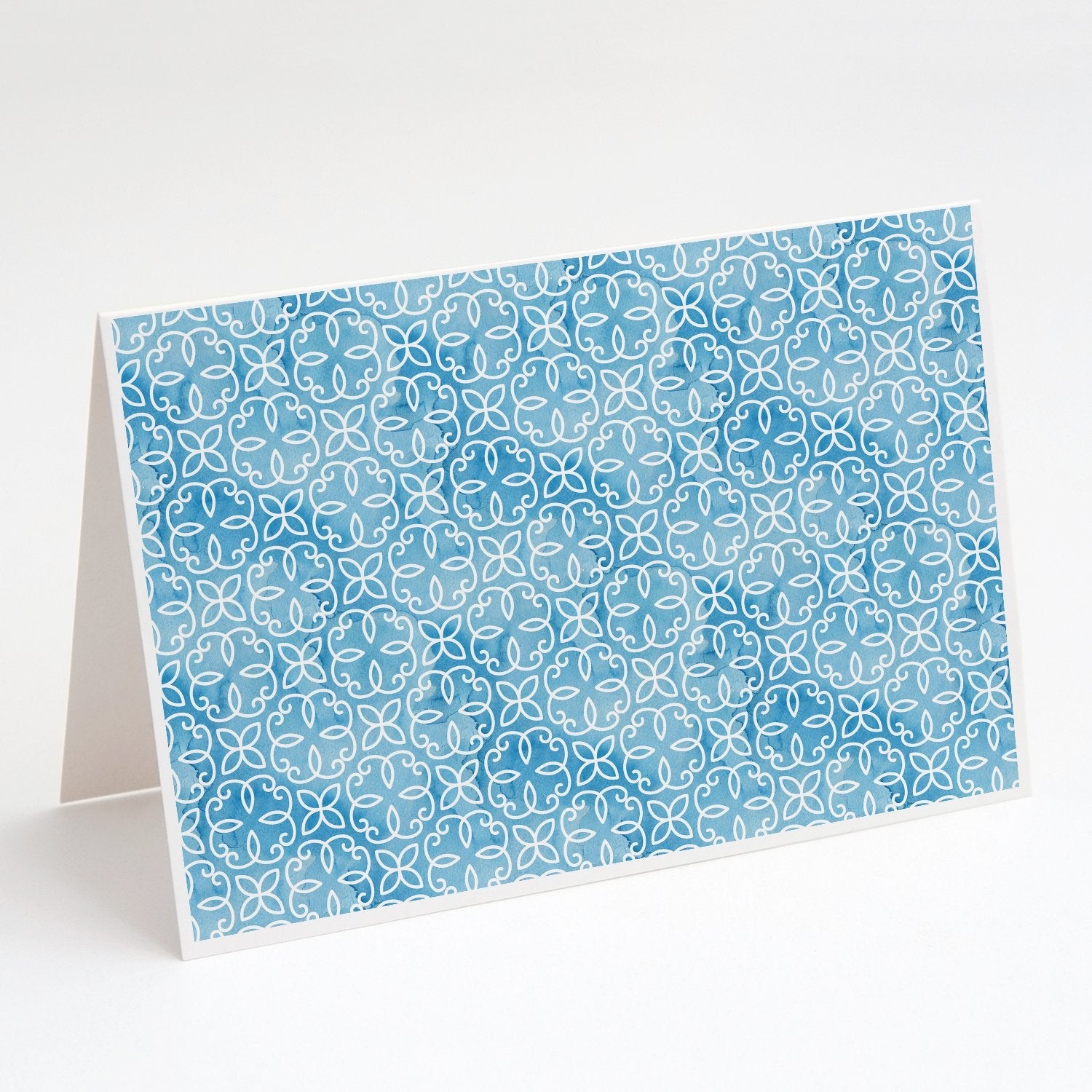 Watercolor Geometric Cirlce on Blue Greeting Cards Pack of 8 Blank Cards with Envelopes Whimsical A7 Size 5x7
