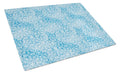 Watercolor Geometric Cirlce on Blue Cutting Board Tempered Glass Kitchen Cutting Surface, Heat Resistant Chopping, Non-Slip Feet, Food Prep & Serving
