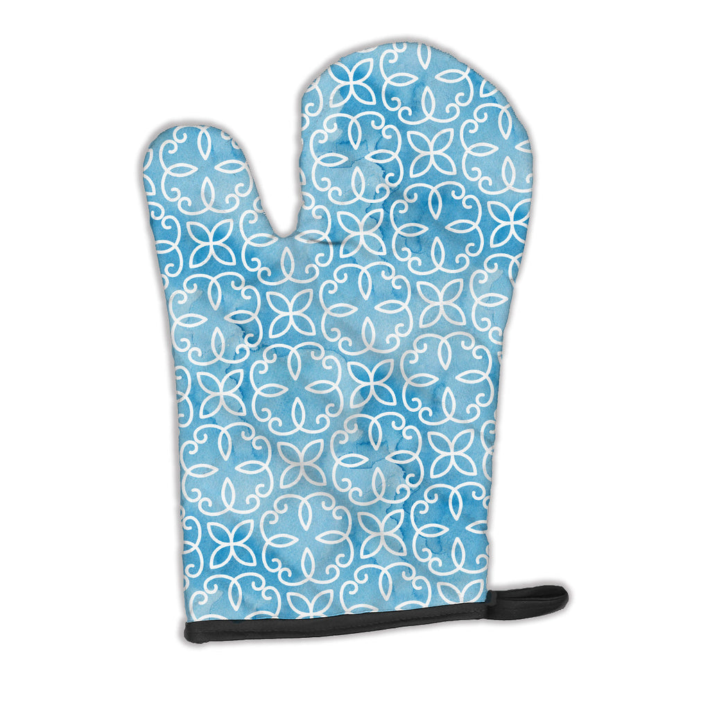 Watercolor Geometric Cirlce on Blue Oven Mitt Heat Resistant Thick Oven Mitt for Hot Pans and Oven, Kitchen Mitt Protect Hands, Cooking Baking Glove