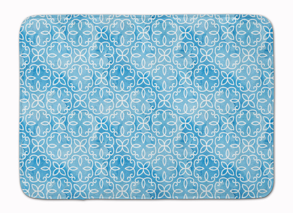 Watercolor Geometric Cirlce on Blue Memory Foam Kitchen Mat Machine Washable Anti-Fatigue Cushion Comfort Bath or Kitchen Rug