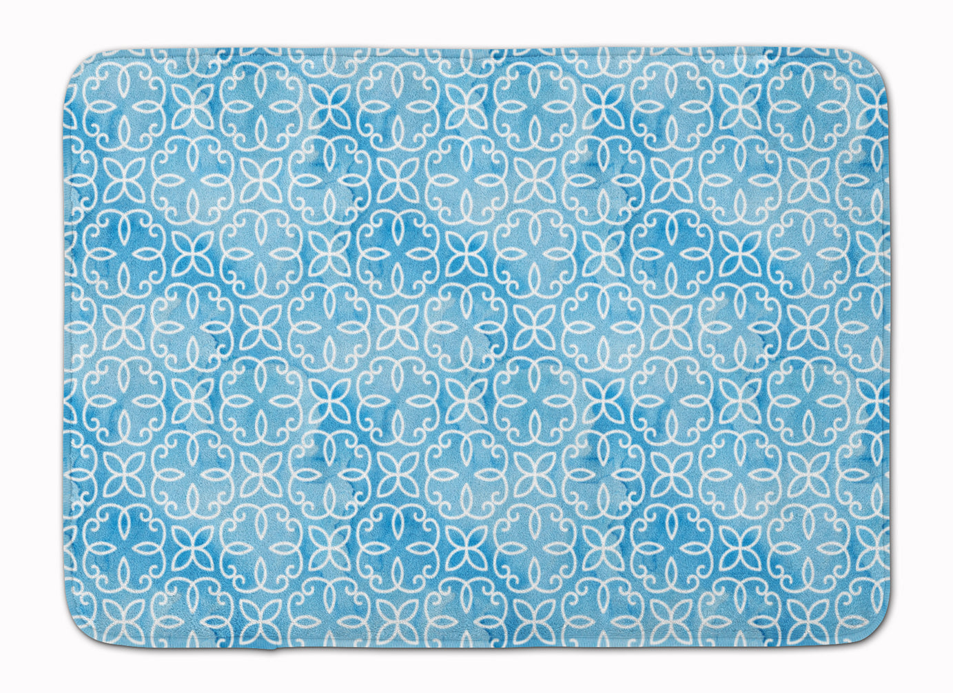 Watercolor Geometric Cirlce on Blue Memory Foam Kitchen Mat Machine Washable Anti-Fatigue Cushion Comfort Bath or Kitchen Rug