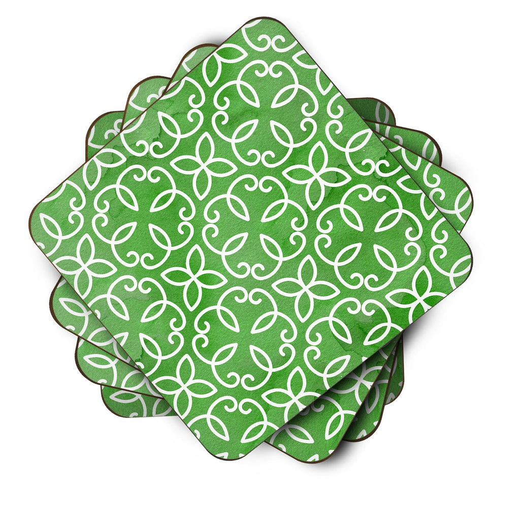Watercolor Geometric Cirlce on Green Foam Coasters Set of 4 Cup Coasters for Indoor Outdoor, Tabletop Protection, Anti Slip, Mouse pad Material