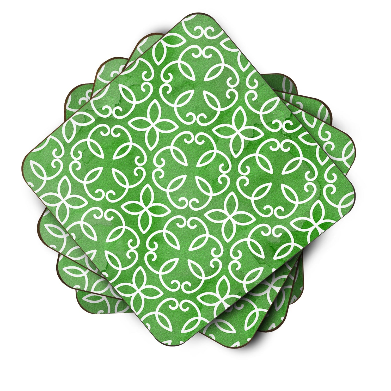 Watercolor Geometric Cirlce on Green Foam Coasters Set of 4 Cup Coasters for Indoor Outdoor, Tabletop Protection, Anti Slip, Mouse pad Material