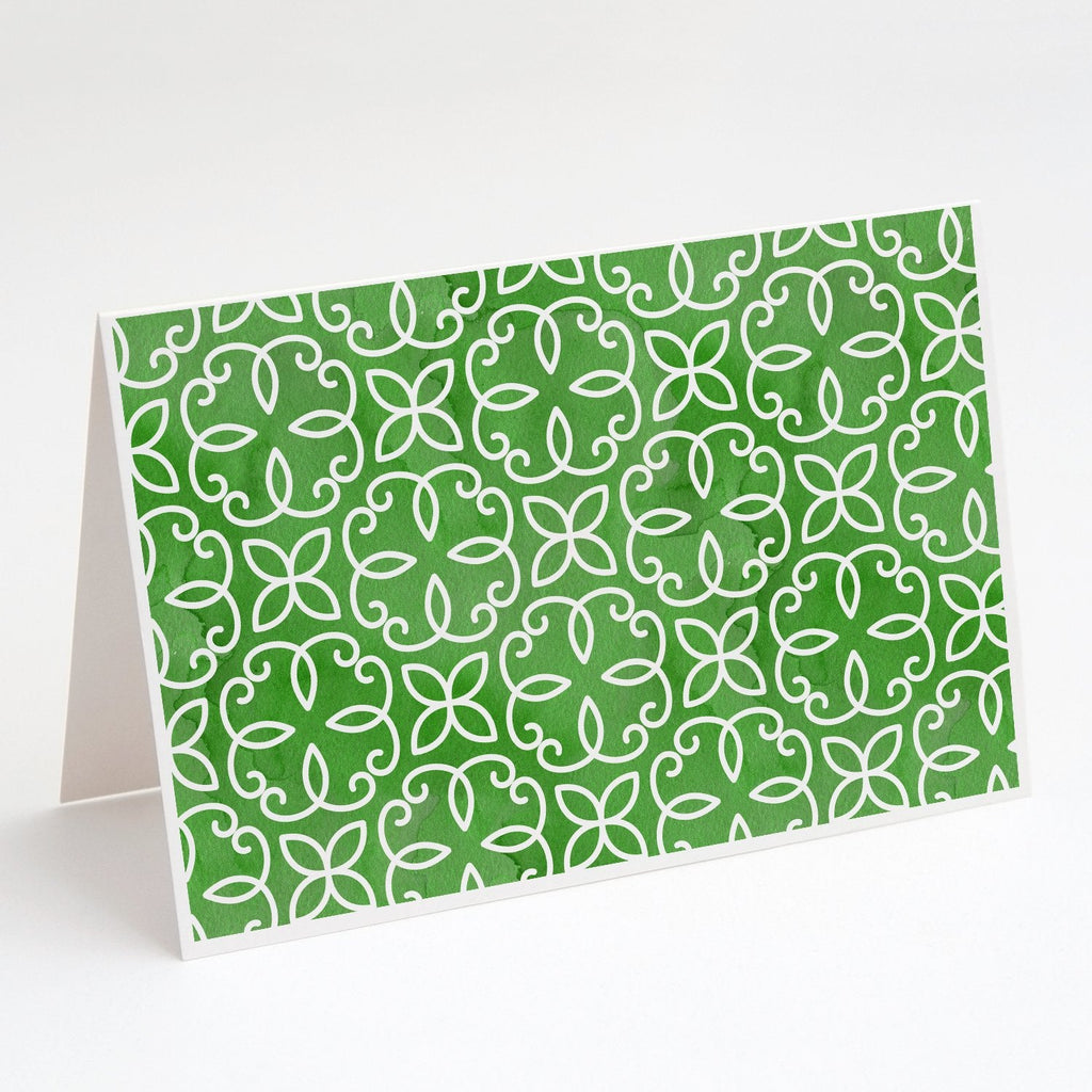 Watercolor Geometric Cirlce on Green Greeting Cards Pack of 8 Blank Cards with Envelopes Whimsical A7 Size 5x7