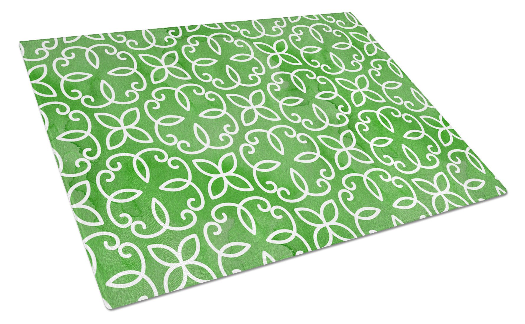 Watercolor Geometric Cirlce on Green Cutting Board Tempered Glass Kitchen Cutting Surface, Heat Resistant Chopping, Non-Slip Feet, Food Prep & Serving