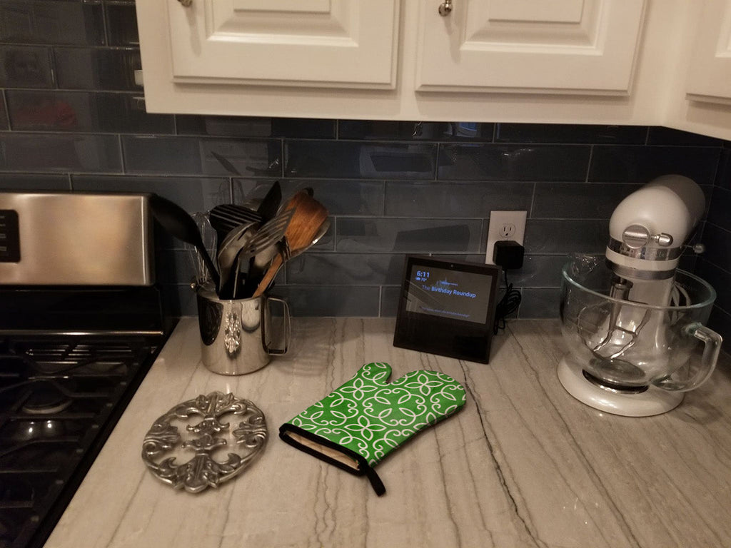 Watercolor Geometric Cirlce on Green Oven Mitt Heat Resistant Thick Oven Mitt for Hot Pans and Oven, Kitchen Mitt Protect Hands, Cooking Baking Glove