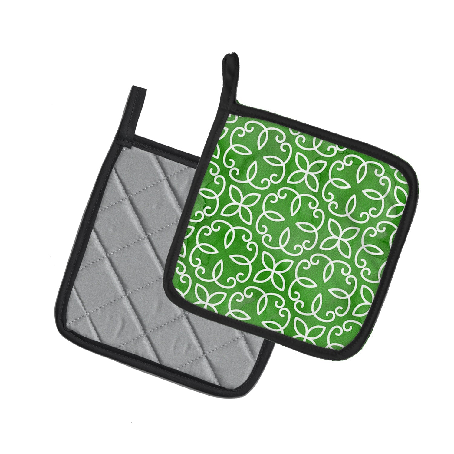 Watercolor Geometric Cirlce on Green Pot Holder Set of 2 Heat Resistant Quilted Hot Pads 7.5 x 7.5 Inch, Insulated Kitchen Trivets for Cooking & Baking