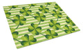 Watercolor Shamrock Stripes Cutting Board Tempered Glass Kitchen Cutting Surface, Heat Resistant Chopping, Non-Slip Feet, Food Prep & Serving