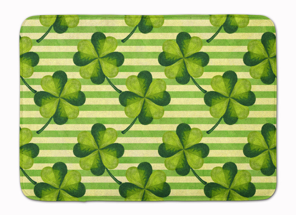 Watercolor Shamrock Stripes Memory Foam Kitchen Mat Machine Washable Anti-Fatigue Cushion Comfort Bath or Kitchen Rug