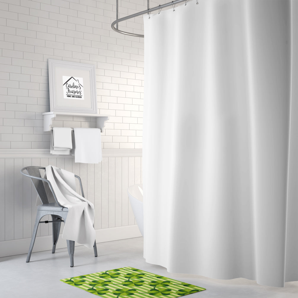 Watercolor Shamrock Stripes Memory Foam Kitchen Mat Machine Washable Anti-Fatigue Cushion Comfort Bath or Kitchen Rug