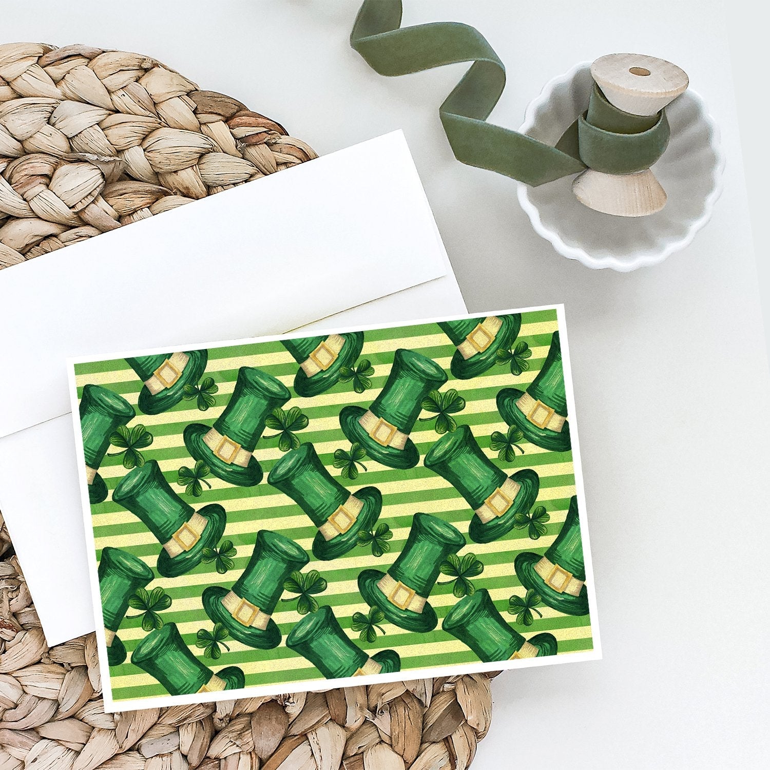 Watercolor St Patrick's Day Leprechan Hat Greeting Cards Pack of 8 Blank Cards with Envelopes Whimsical A7 Size 5x7