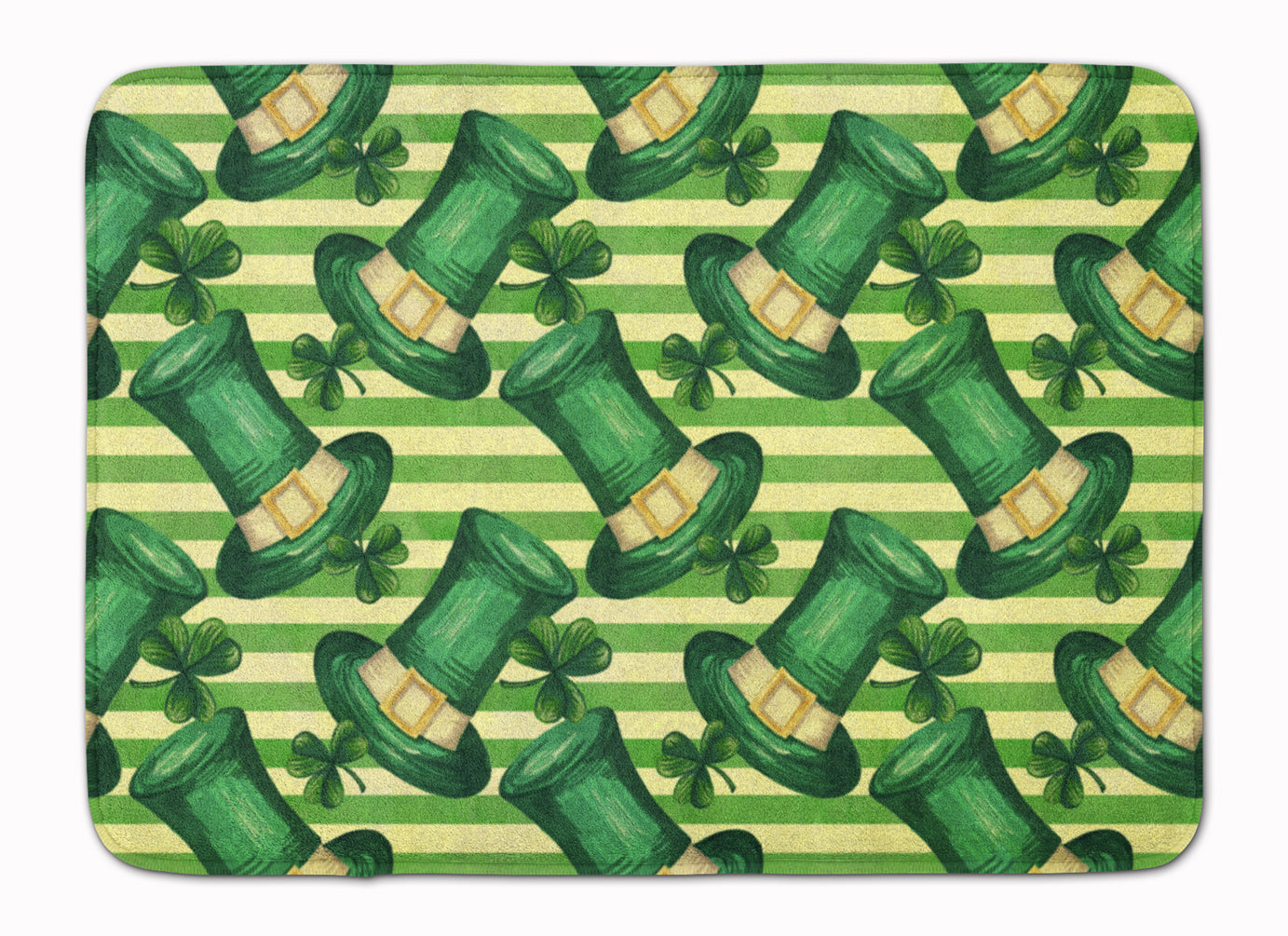 Watercolor St Patrick's Day Leprechan Hat Memory Foam Kitchen Mat Machine Washable Anti-Fatigue Cushion Comfort Bath or Kitchen Rug