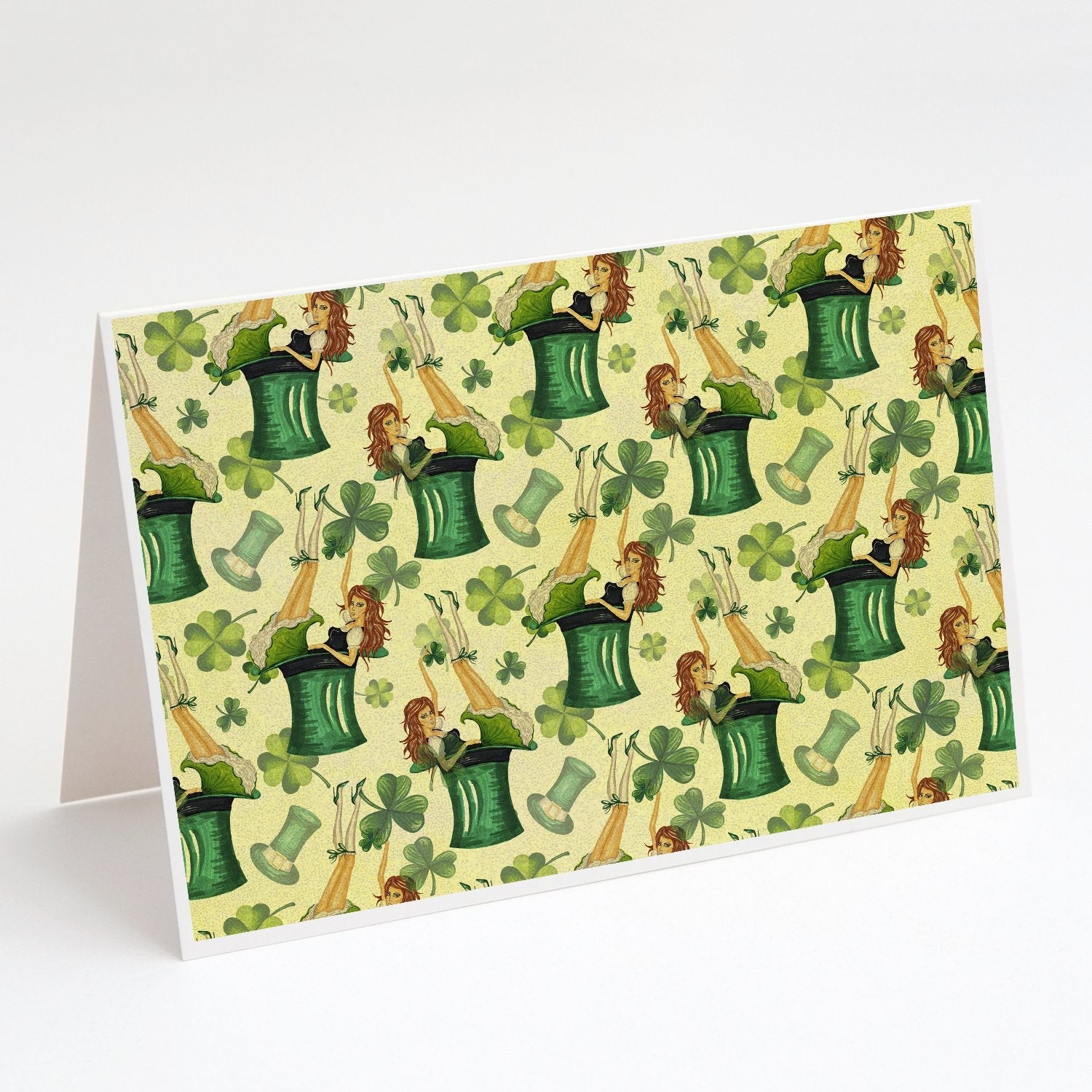 Watercolor St Patrick's Day Party Greeting Cards Pack of 8 Blank Cards with Envelopes Whimsical A7 Size 5x7