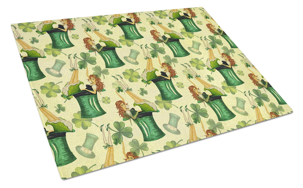 Watercolor St Patrick's Day Party Cutting Board Tempered Glass Kitchen Cutting Surface, Heat Resistant Chopping, Non-Slip Feet, Food Prep & Serving