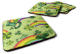 Watercolor St Patrick's Day Lucky Leprechan Foam Coasters Set of 4 Cup Coasters for Indoor Outdoor, Tabletop Protection, Anti Slip, Mouse pad Material