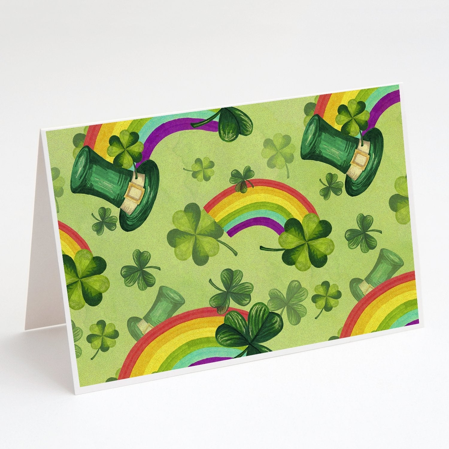 Watercolor St Patrick's Day Lucky Leprechan Greeting Cards Pack of 8 Blank Cards with Envelopes Whimsical A7 Size 5x7