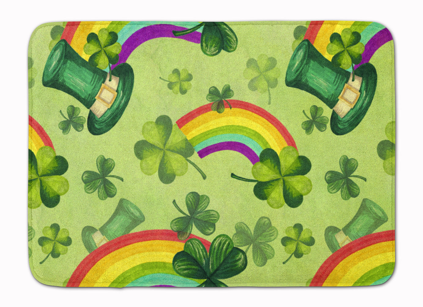 Watercolor St Patrick's Day Lucky Leprechan Memory Foam Kitchen Mat Machine Washable Anti-Fatigue Cushion Comfort Bath or Kitchen Rug