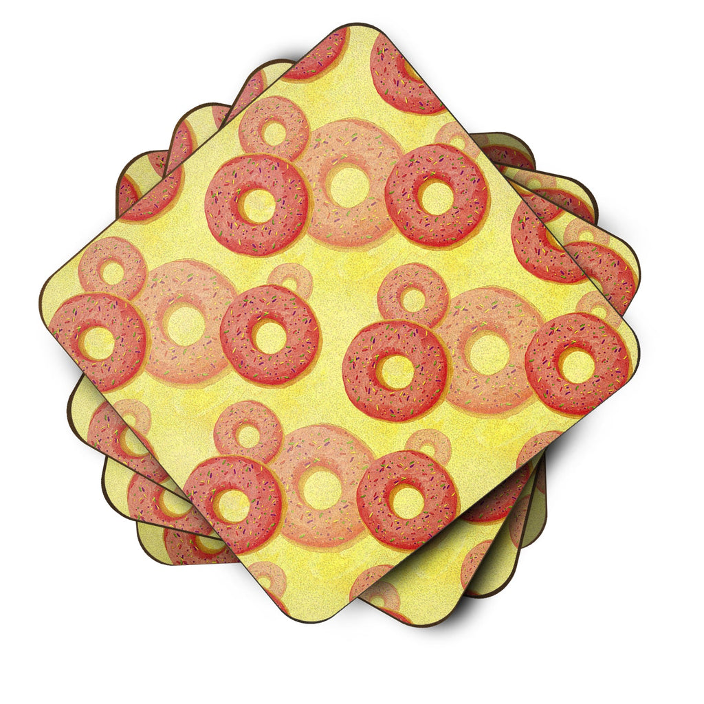 Watercolor Just Donuts Foam Coasters Set of 4 Cup Coasters for Indoor Outdoor, Tabletop Protection, Anti Slip, Mouse pad Material
