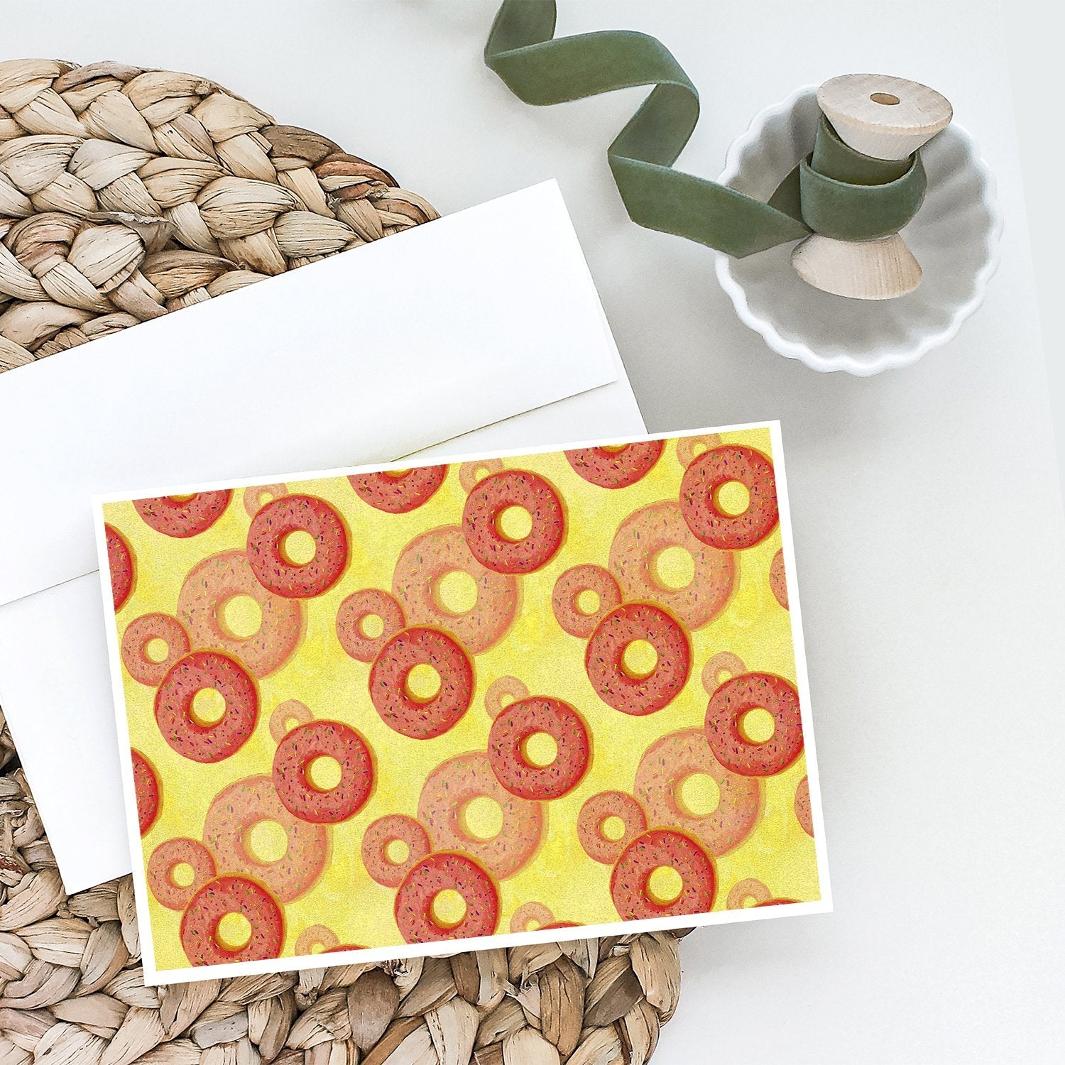 Watercolor Just Donuts Greeting Cards Pack of 8 Blank Cards with Envelopes Whimsical A7 Size 5x7