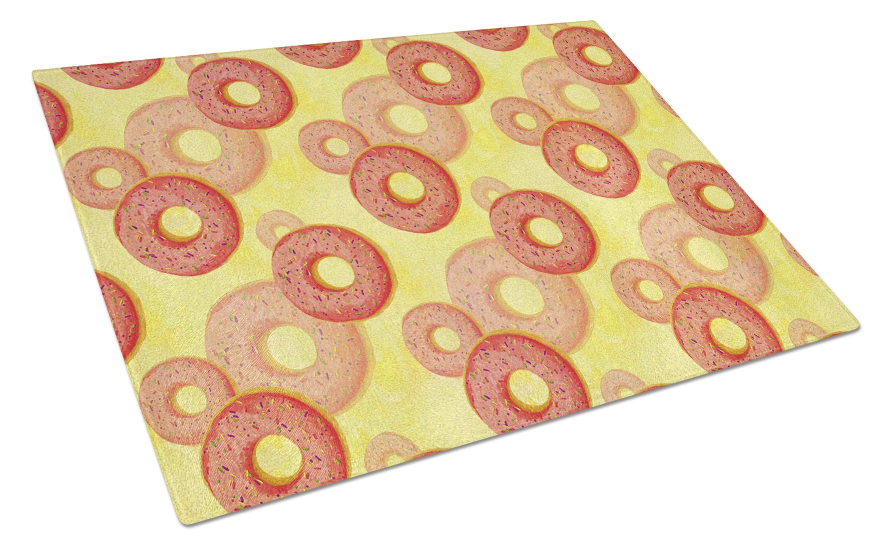 Watercolor Just Donuts Cutting Board Tempered Glass Kitchen Cutting Surface, Heat Resistant Chopping, Non-Slip Feet, Food Prep & Serving