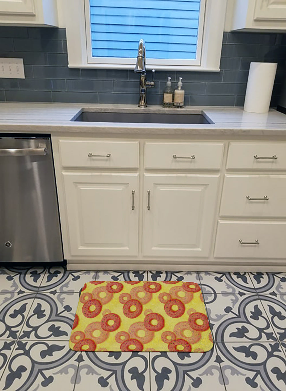 Watercolor Just Donuts Memory Foam Kitchen Mat Machine Washable Anti-Fatigue Cushion Comfort Bath or Kitchen Rug