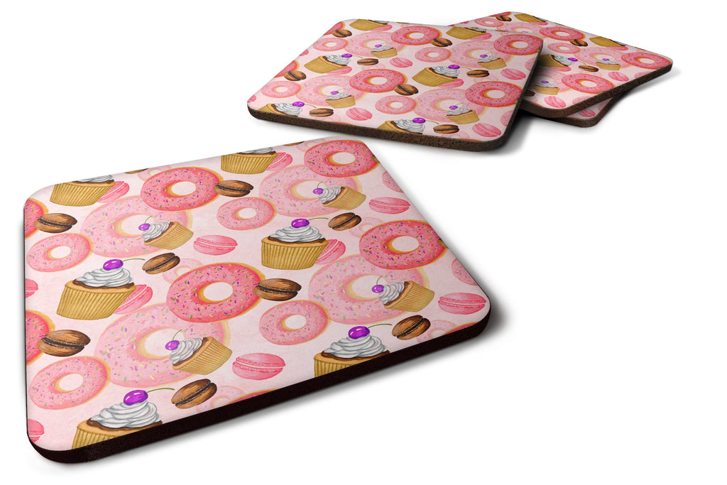 Watercolor Sweet Pastries Foam Coasters Set of 4 Cup Coasters for Indoor Outdoor, Tabletop Protection, Anti Slip, Mouse pad Material