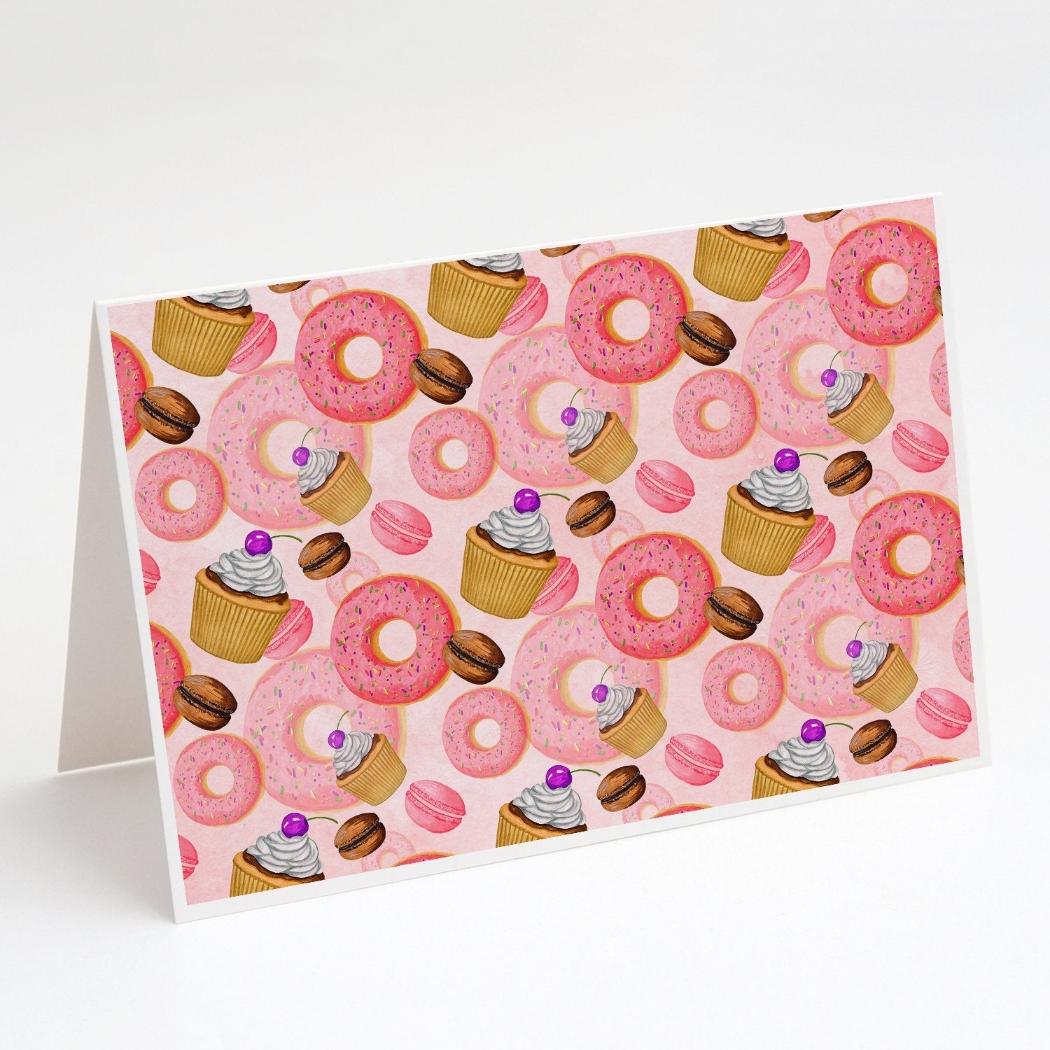 Watercolor Sweet Pastries Greeting Cards Pack of 8 Blank Cards with Envelopes Whimsical A7 Size 5x7
