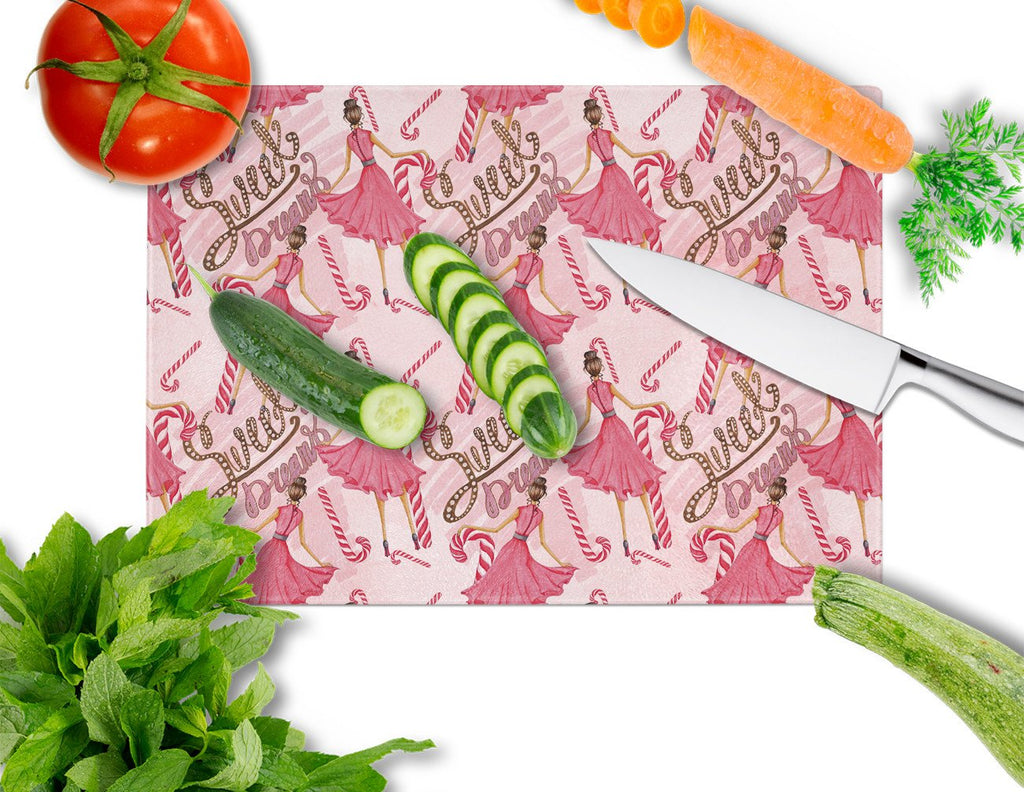 Watercolor Sweets Galore Cutting Board Tempered Glass Kitchen Cutting Surface, Heat Resistant Chopping, Non-Slip Feet, Food Prep & Serving