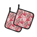 Watercolor Sweets Galore Pot Holder Set of 2 Heat Resistant Quilted Hot Pads 7.5 x 7.5 Inch, Insulated Kitchen Trivets for Cooking & Baking