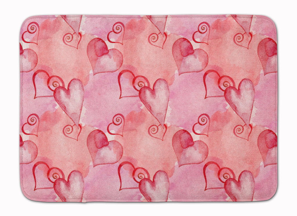 Watercolor Red Hearts Memory Foam Kitchen Mat Machine Washable Anti-Fatigue Cushion Comfort Bath or Kitchen Rug