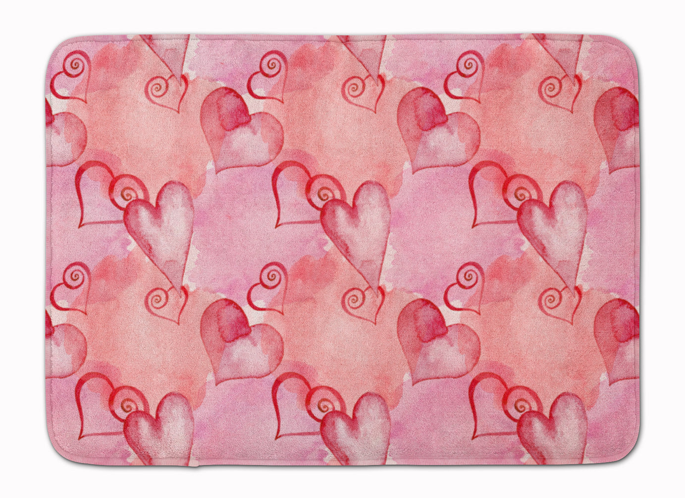 Watercolor Red Hearts Memory Foam Kitchen Mat Machine Washable Anti-Fatigue Cushion Comfort Bath or Kitchen Rug