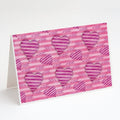 Watercolor Hot Pink Striped Hearts Greeting Cards Pack of 8 Blank Cards with Envelopes Whimsical A7 Size 5x7