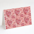 Watercolor Red Striped Hearts Greeting Cards Pack of 8 Blank Cards with Envelopes Whimsical A7 Size 5x7