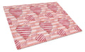 Watercolor Red Striped Hearts Cutting Board Tempered Glass Kitchen Cutting Surface, Heat Resistant Chopping, Non-Slip Feet, Food Prep & Serving