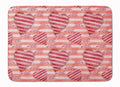 Watercolor Red Striped Hearts Memory Foam Kitchen Mat Machine Washable Anti-Fatigue Cushion Comfort Bath or Kitchen Rug