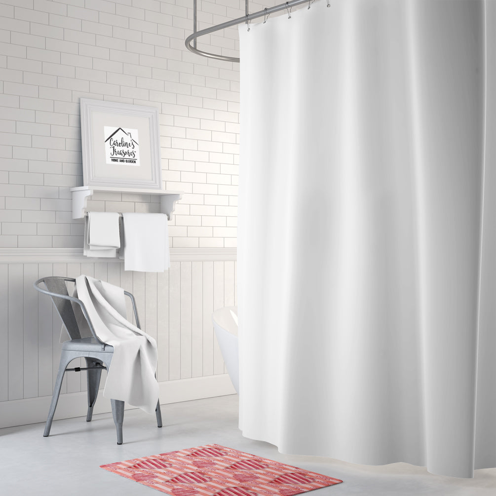 Watercolor Red Striped Hearts Memory Foam Kitchen Mat Machine Washable Anti-Fatigue Cushion Comfort Bath or Kitchen Rug