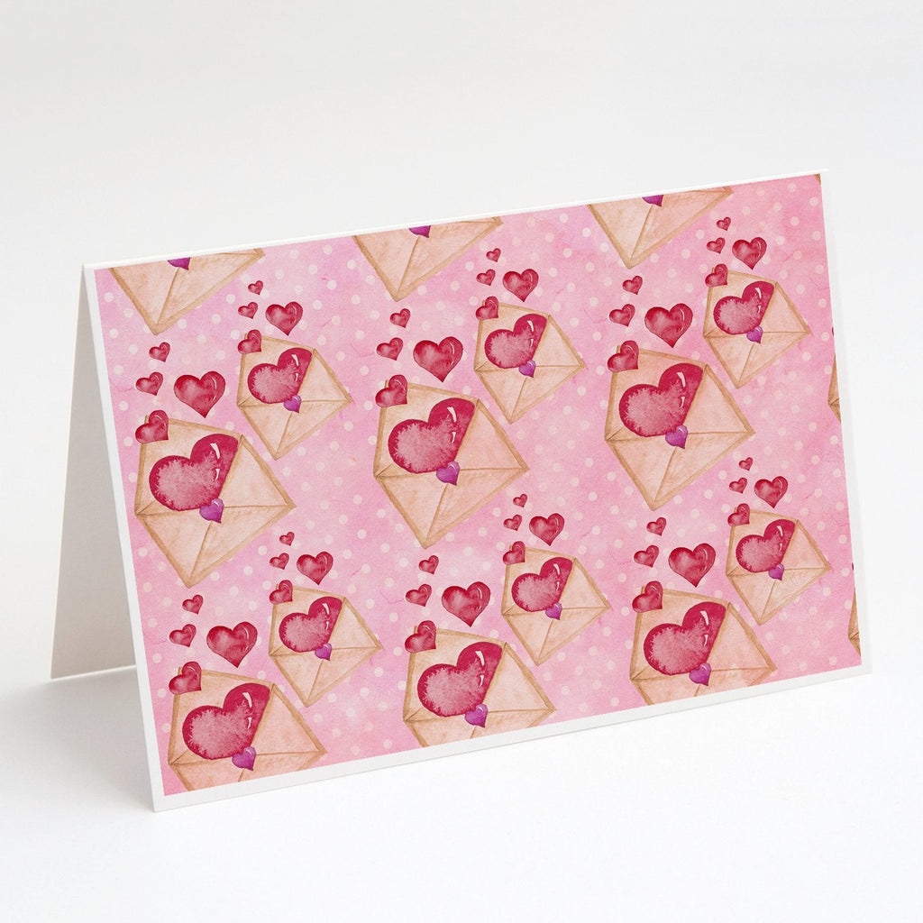 Watercolor Pink Love Letter Greeting Cards Pack of 8 Blank Cards with Envelopes Whimsical A7 Size 5x7