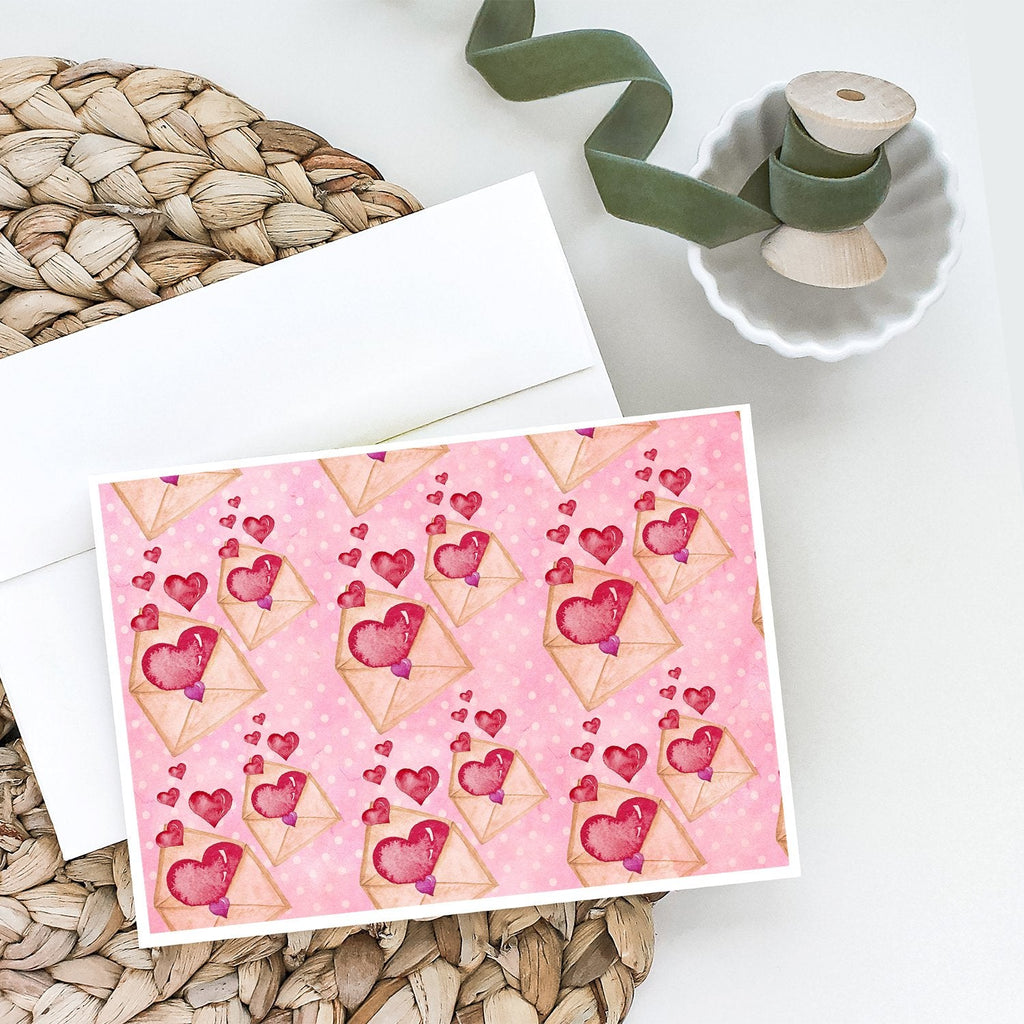 Watercolor Pink Love Letter Greeting Cards Pack of 8 Blank Cards with Envelopes Whimsical A7 Size 5x7