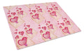Watercolor Pink Love Letter Cutting Board Tempered Glass Kitchen Cutting Surface, Heat Resistant Chopping, Non-Slip Feet, Food Prep & Serving