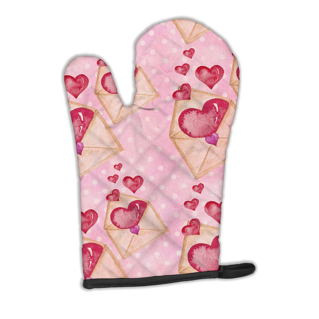 Watercolor Pink Love Letter Oven Mitt Heat Resistant Thick Oven Mitt for Hot Pans and Oven, Kitchen Mitt Protect Hands, Cooking Baking Glove