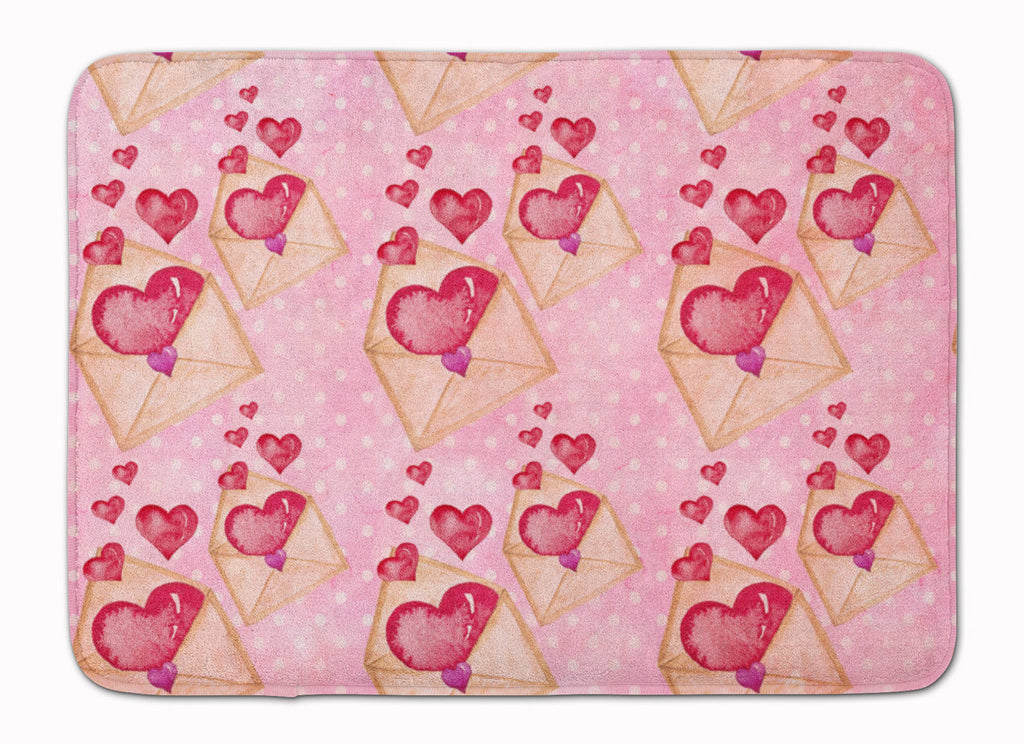 Watercolor Pink Love Letter Memory Foam Kitchen Mat Machine Washable Anti-Fatigue Cushion Comfort Bath or Kitchen Rug