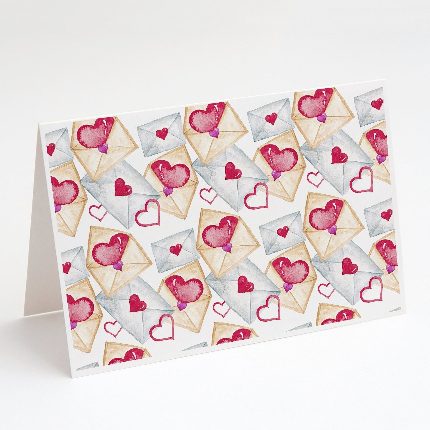 Watercolor Love Letters Greeting Cards Pack of 8 Blank Cards with Envelopes Whimsical A7 Size 5x7
