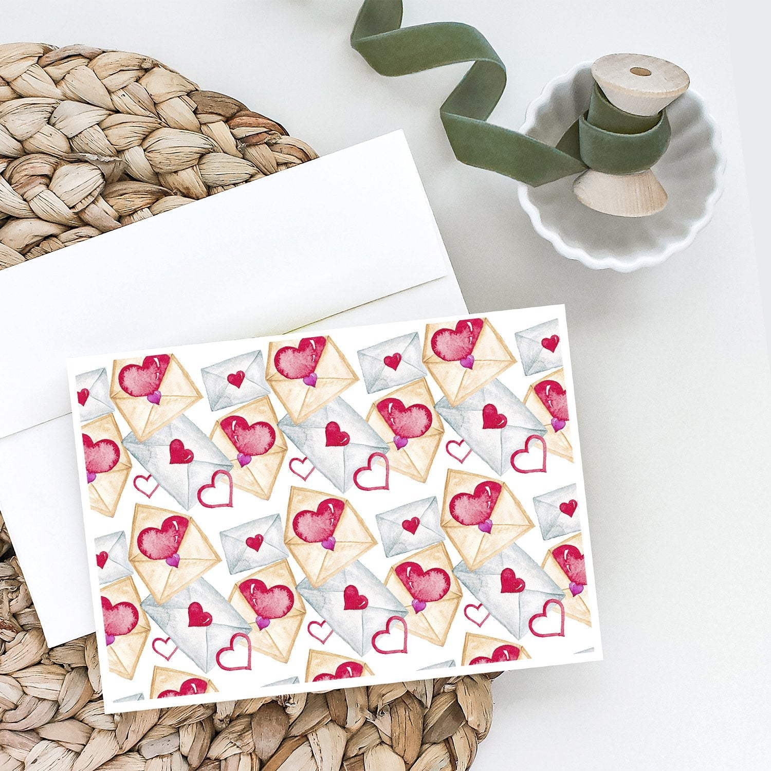Watercolor Love Letters Greeting Cards Pack of 8 Blank Cards with Envelopes Whimsical A7 Size 5x7
