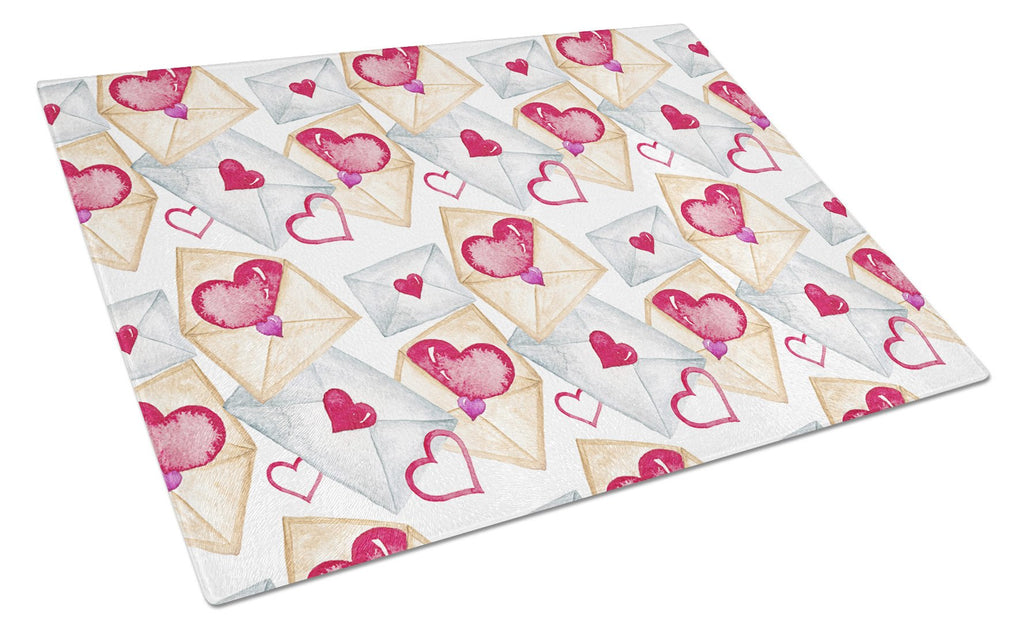 Watercolor Love Letters Cutting Board Tempered Glass Kitchen Cutting Surface, Heat Resistant Chopping, Non-Slip Feet, Food Prep & Serving