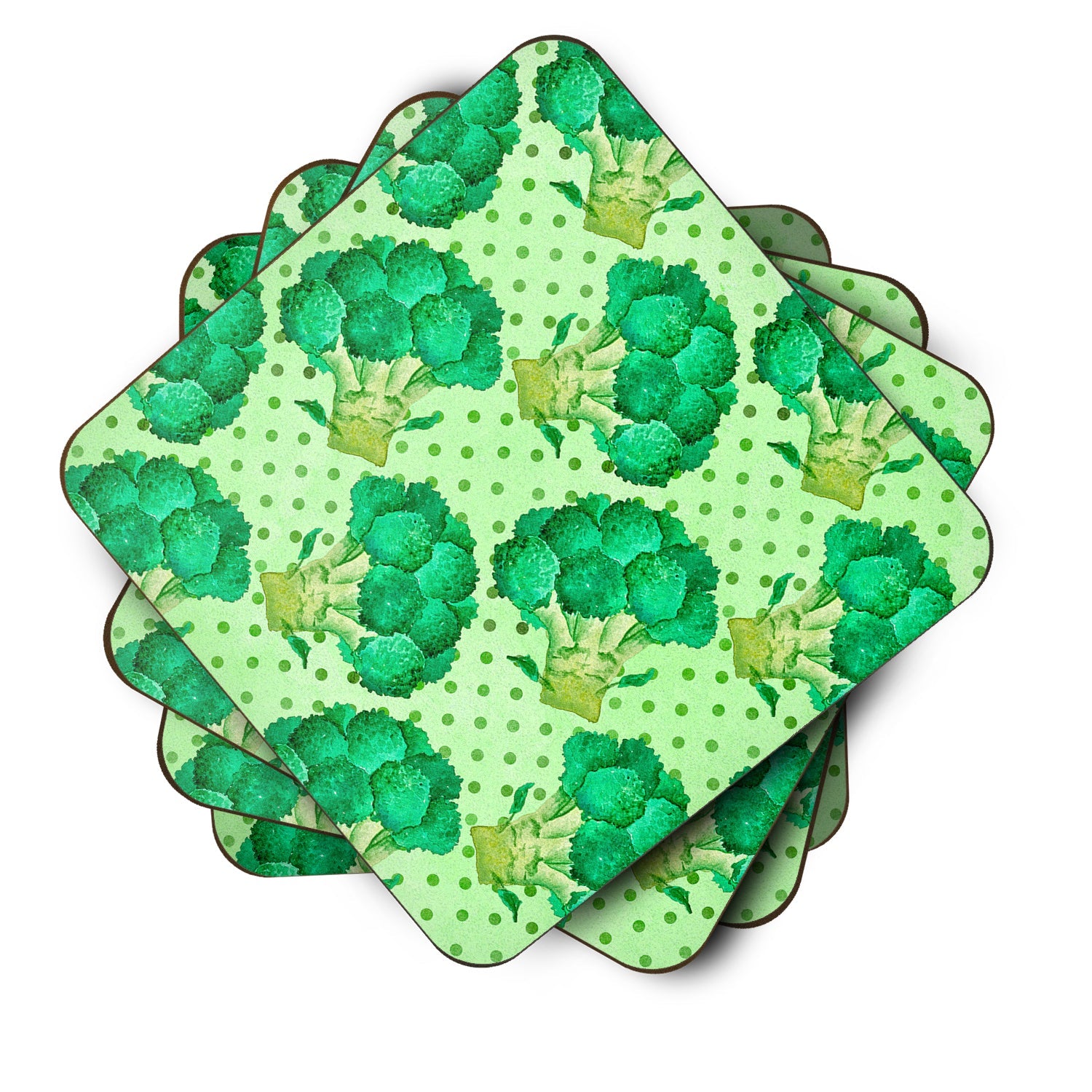 Watercolor Broccoli Foam Coasters Set of 4 Cup Coasters for Indoor Outdoor, Tabletop Protection, Anti Slip, Mouse pad Material