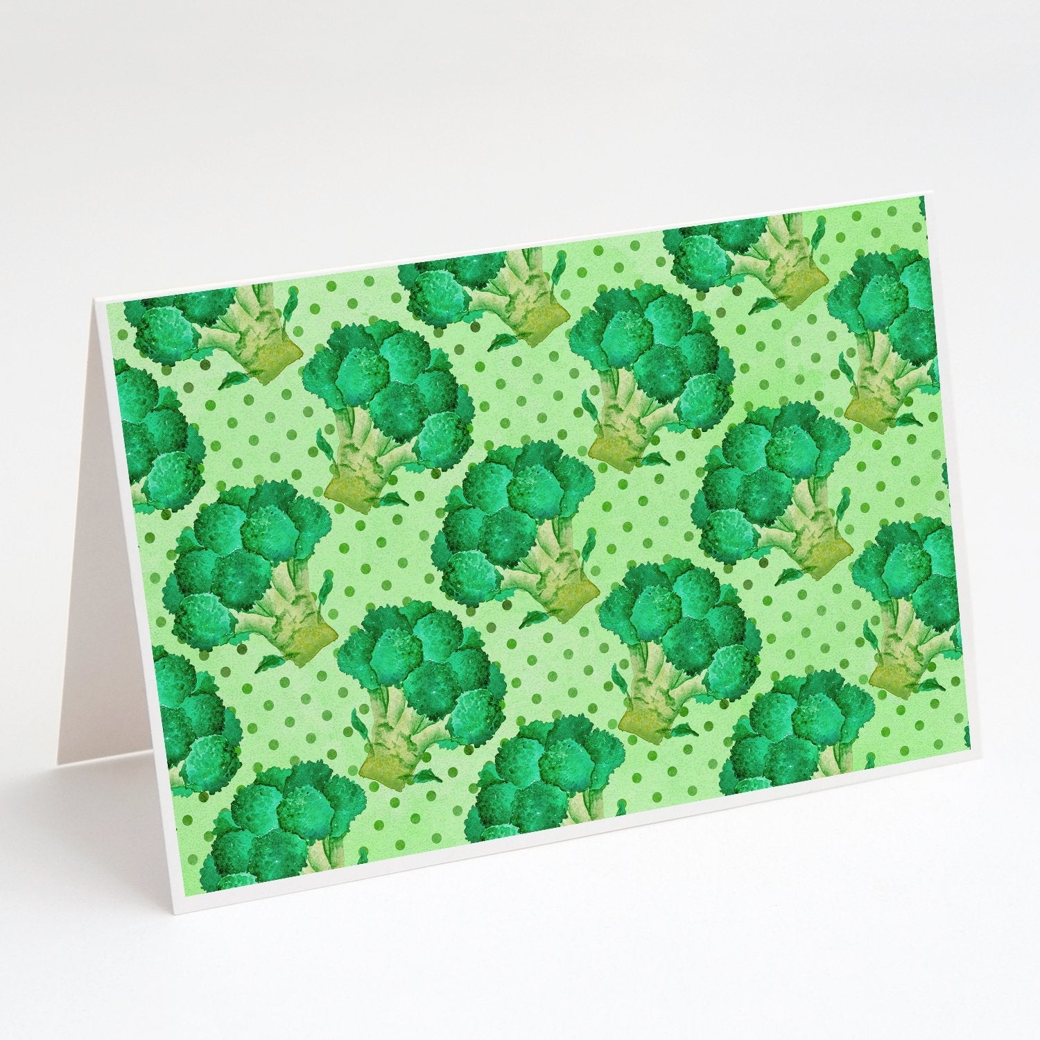 Watercolor Broccoli Greeting Cards Pack of 8 Blank Cards with Envelopes Whimsical A7 Size 5x7