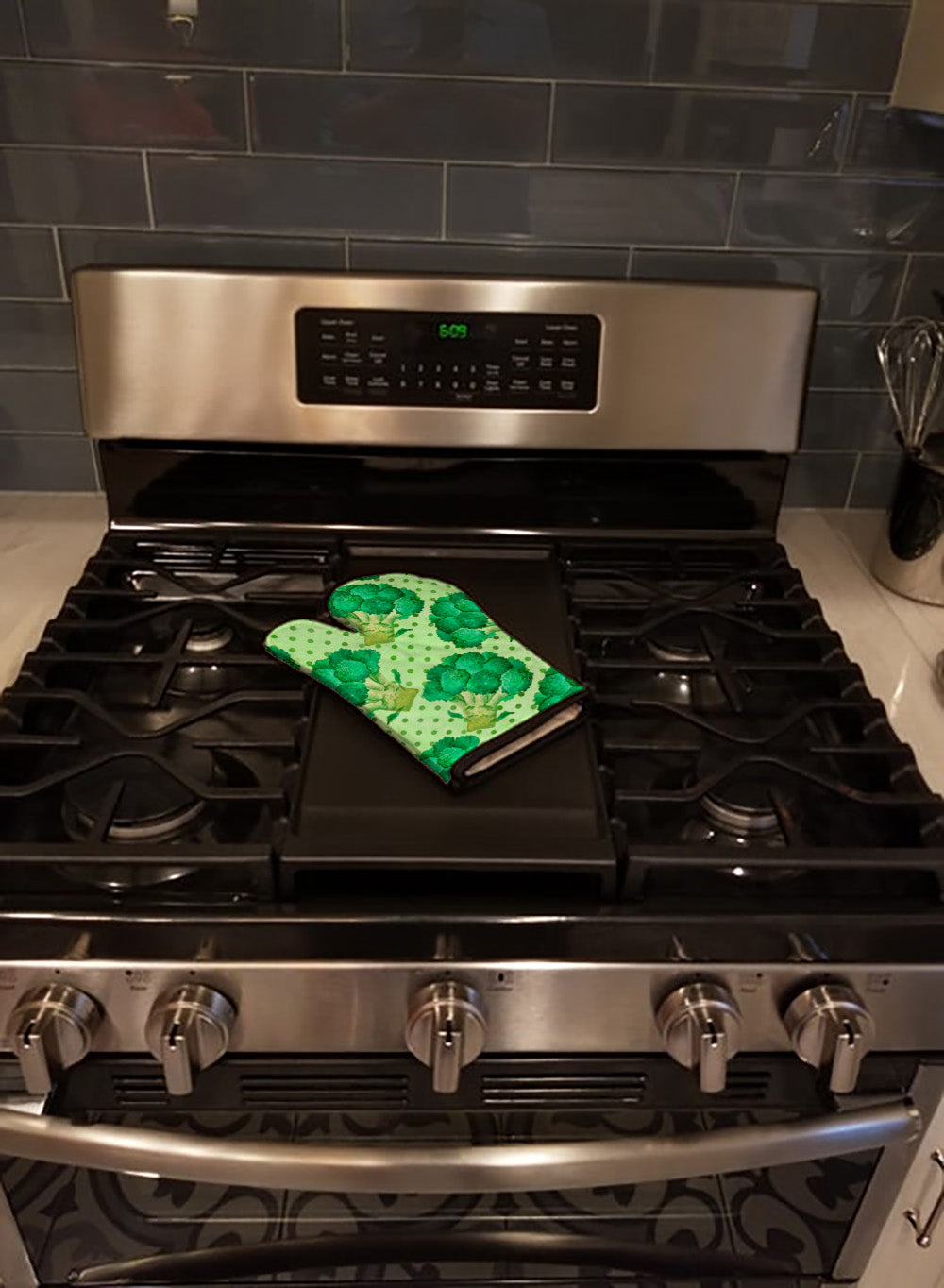 Watercolor Broccoli Oven Mitt Heat Resistant Thick Oven Mitt for Hot Pans and Oven, Kitchen Mitt Protect Hands, Cooking Baking Glove
